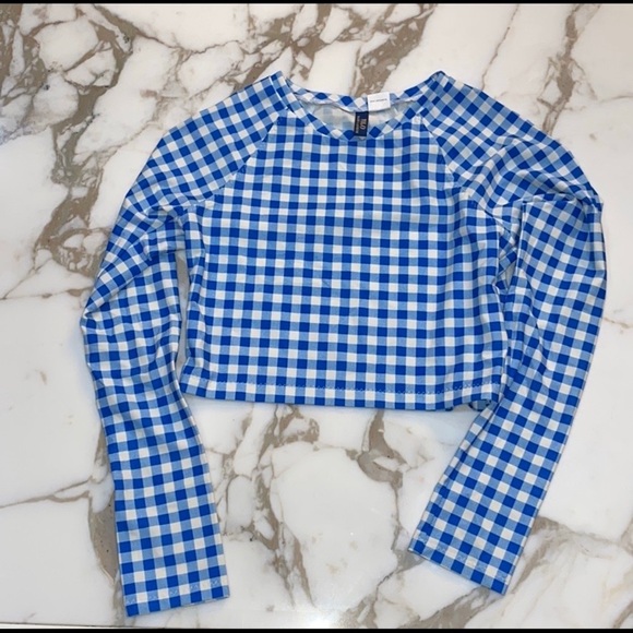 Ralph Lauren blue checkered rash guard - Picture 2 of 4